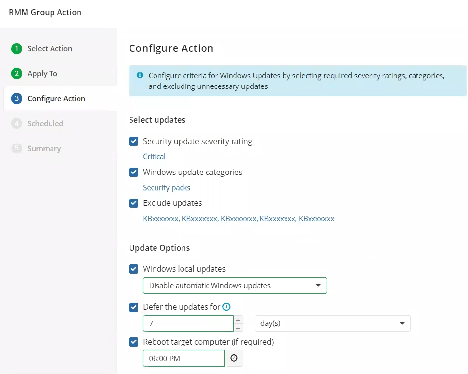 Configure group action