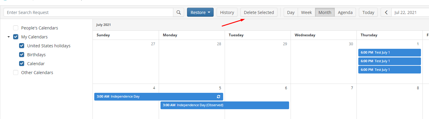 Deleting a Calendar Backup in MSP360 Managed Backup