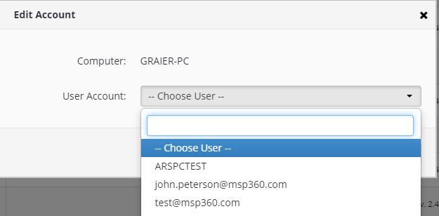 MSP360 Managed Backup: Choosing a User Account