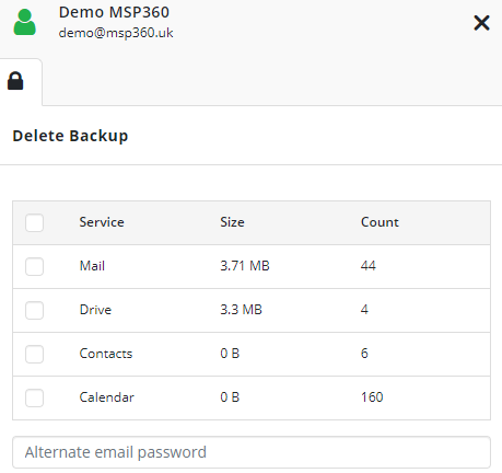 Deleting a G Suite / Office 365 Backup in MSP360 Managed Backup