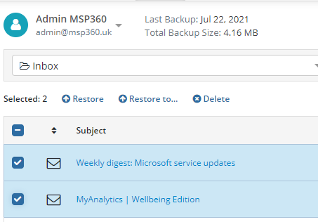 G Suite / Office 365 Mail Deletion in MSP360 Managed Backup
