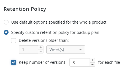 Retention Policy recommended preferences