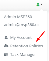 Retention Policies in the menu