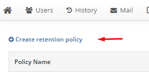 Create Retention Policy button