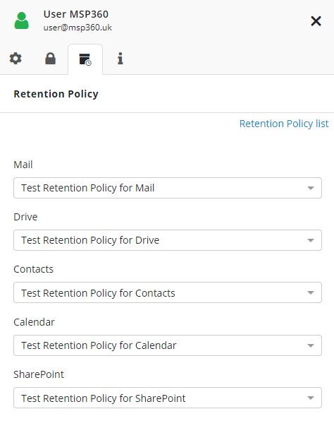 Choosing a retention policy for each of the services