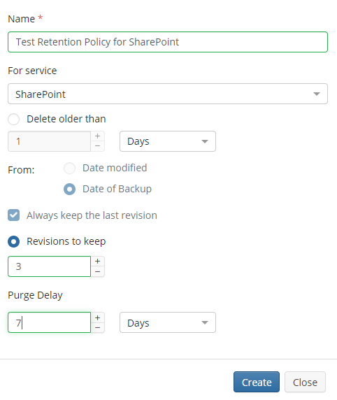 Test Retention Policy for SharePoint