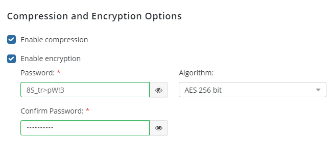 Compression and Encryption Options