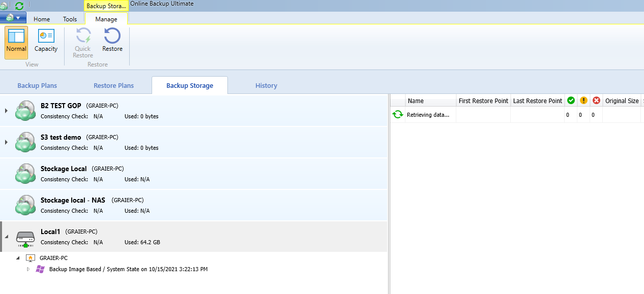 The Backup Storage Tab in MSP360 Managed Backup Agent