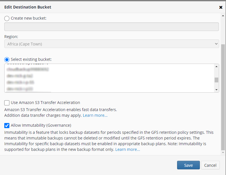 Add a New Bucket with Immutability Enabled