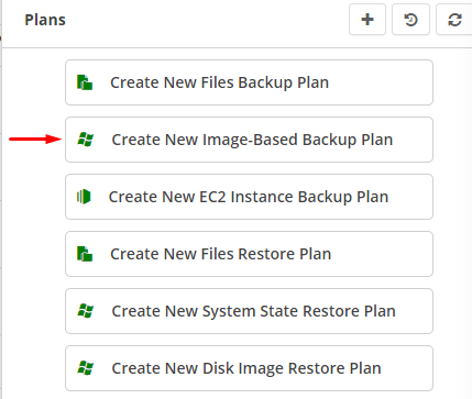 Create New Image-Based Backup Plan
