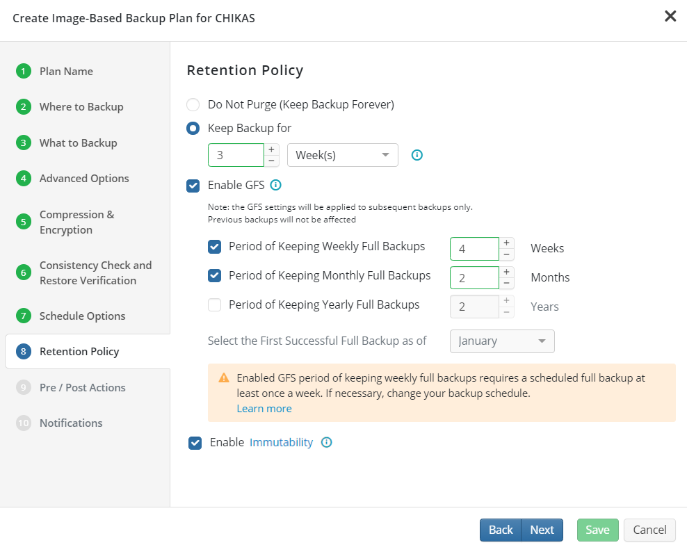 Example of GFS Settings