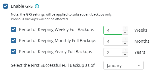 Retention Policy Settings