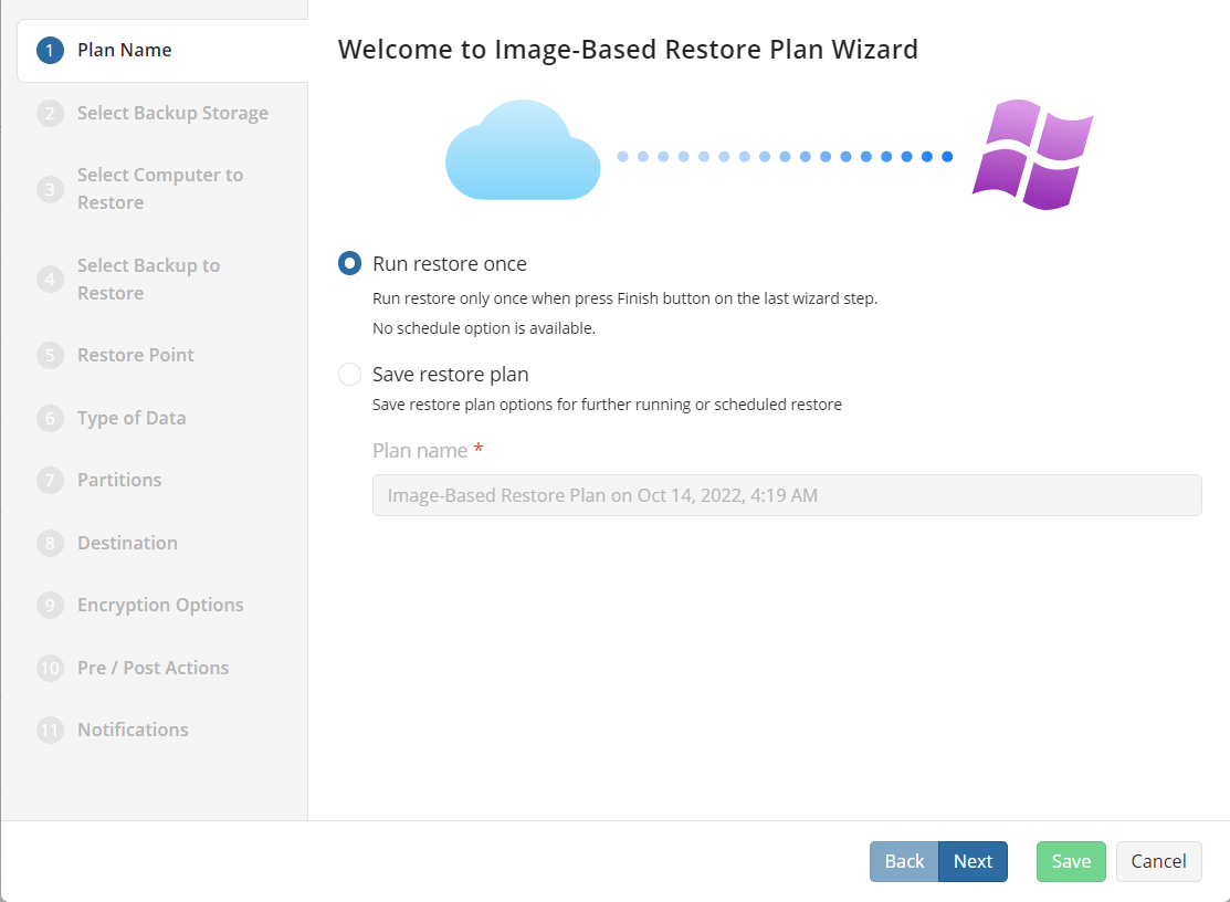 restore wizard