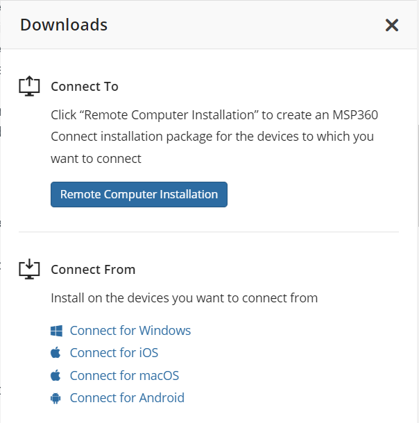 Downloads tab