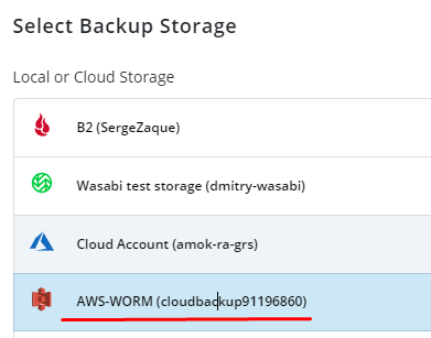 Select Backup Storage