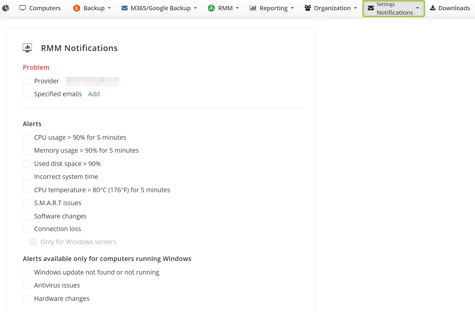 RMM notifications