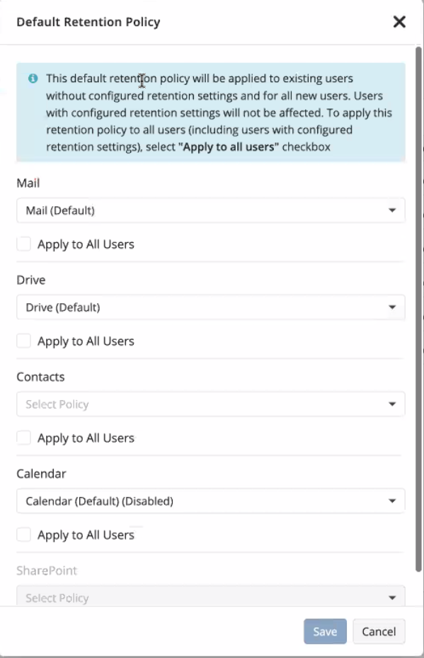 default retention policy