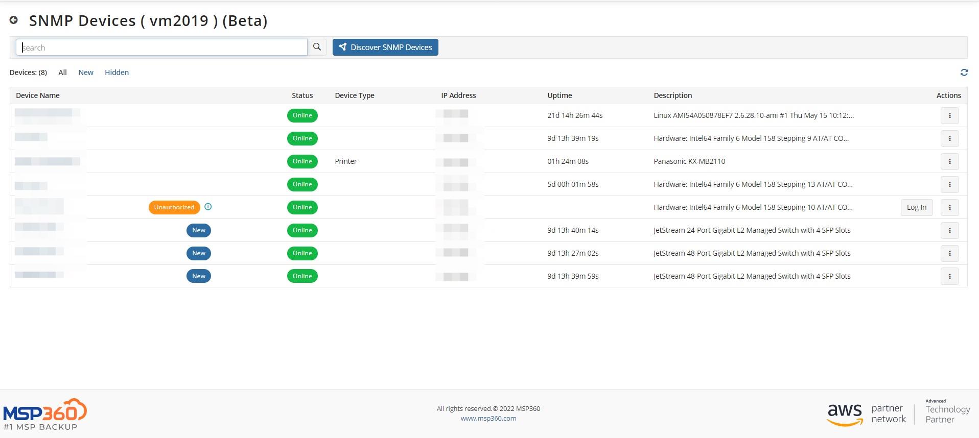 SNMP monitoring