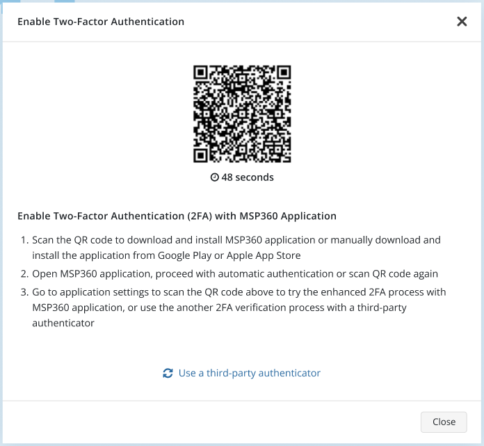 2FA in MSP360 Mobile App