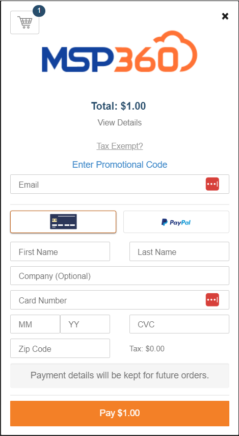 Payment page