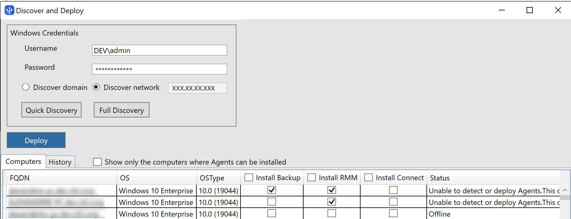 MSP360 Network Discovery Tool