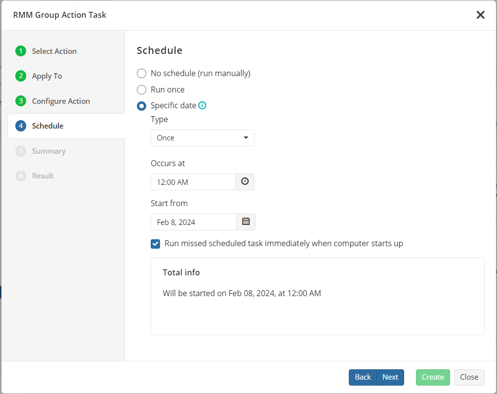 Schedule group actions