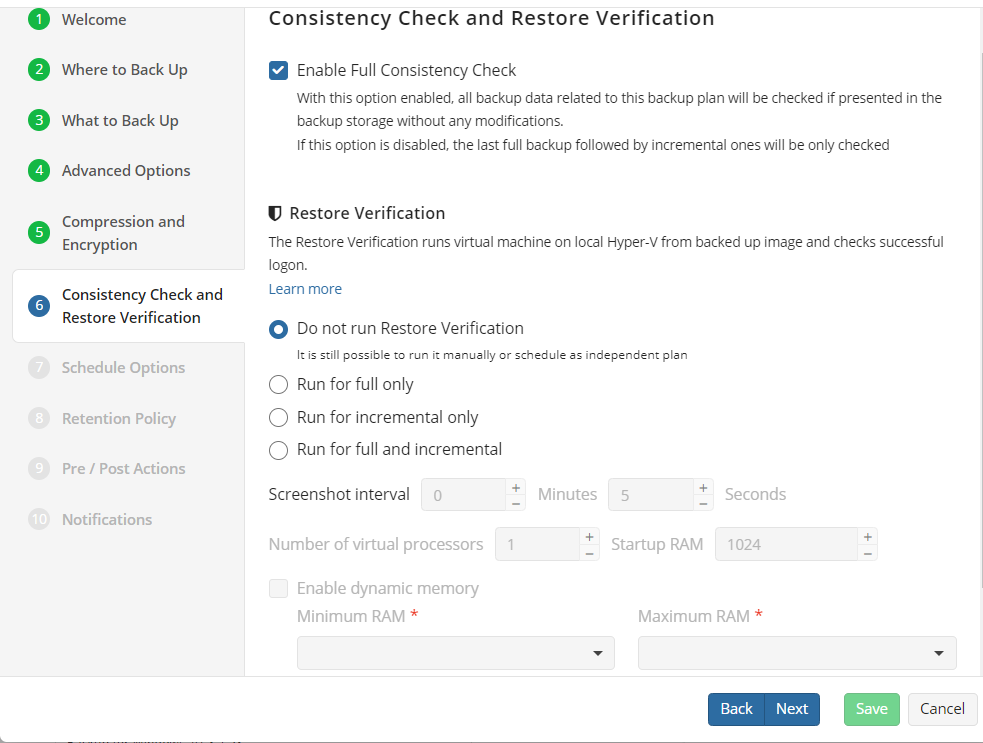 Consistency check step