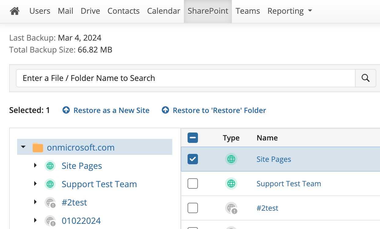 SharePoint Site Restore