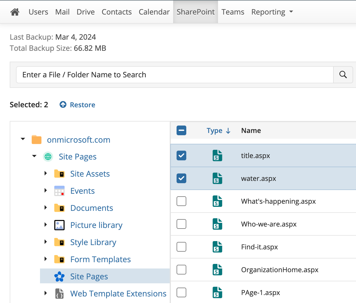 SharePoint Site Pages Backup and Restore