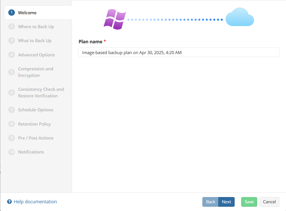 Windows 11 backup - image-based backup wizard