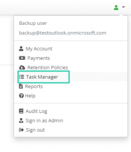 Task Manager in MSP360 Backup console