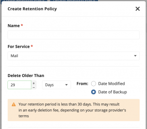 Create Retention Policy in MSP360 Backup Console