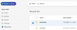 recycle bin in onedrive